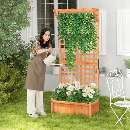 Blumenkasten mit Spalier &amp; Dach &amp; Spalier &amp; Abflusslöchern Pflanzkasten 75 x 33 x 181 cm