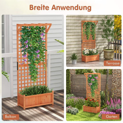 Blumenkasten mit Spalier &amp; Dach &amp; Spalier &amp; Abflusslöchern Pflanzkasten 75 x 33 x 181 cm