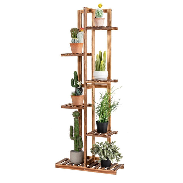 Blumenregal 6-stöckig Pflanzenständer aus Holz 50 x 21 x 124 cm braun