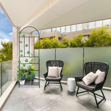 Flower shelf with trellis