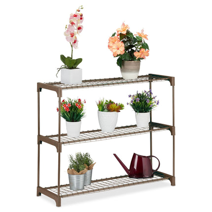 Flower stand in brown metal 3 levels