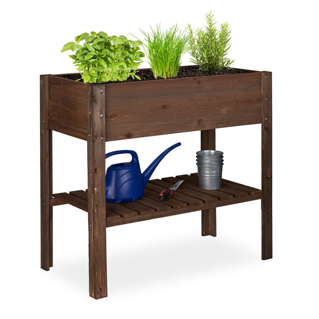 Blumentisch aus dunklem Holz
