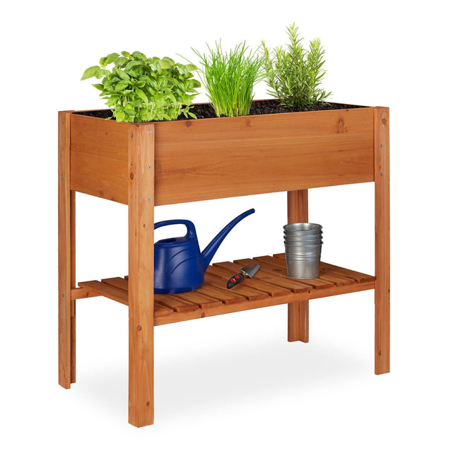 Blumentisch aus hellem Holz