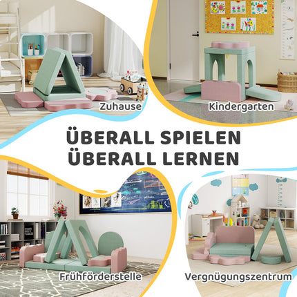 Schaumstoff-Kletterblöcke-Set, 12-teilig, Grün/Pink