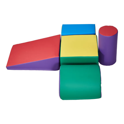 Foam Climbing Blocks Set, 5-Piece PU Leather Toddler Gym