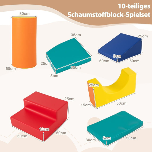 Schaumstoff-Kletterblöcke-Set für Kleinkinder, 10-teilig