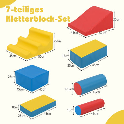 Foam Climbing Blocks for Toddlers, 7-Piece Soft Play Set