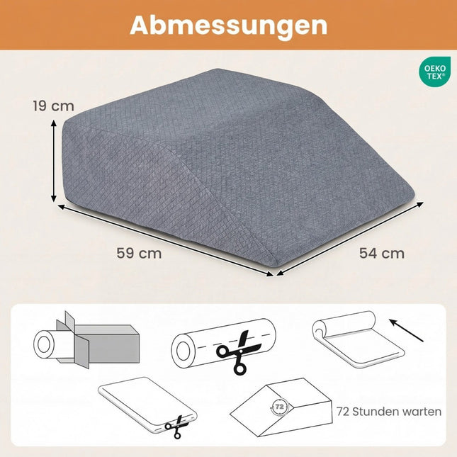 Schaumstoff-Beinhochlagerungskissen, abnehmbar, waschbar, grau