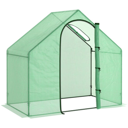 Serre à tomates en aluminium avec fenêtre et porte, cadre froid, acier vert, PVC, plastique, 180 x 100 x 168 cm
