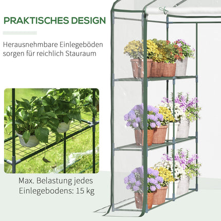 Begehbares Gewächshaus mit Regalen – Rahmen aus Stahl und PVC