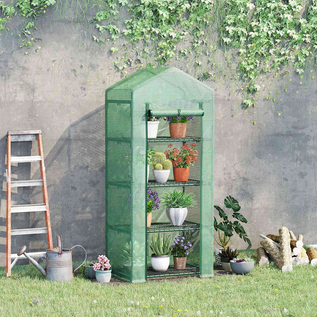 Gewächshaus Kaltbock - 4 Regalböden, 70x50x160cm, grün
