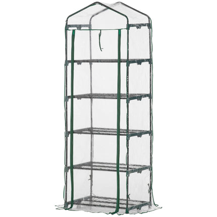 Mini greenhouse with 5 shelves for plants, 69x49x193 cm