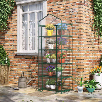 Mini greenhouse with 5 shelves for plants, 69x49x193 cm