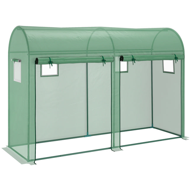 Gewächshaus 300x100x200 cm, PE-Folie, Stahlrahmen, 4 Fenster