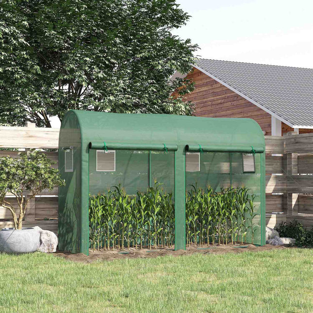 Gewächshaus 300x100x200 cm, PE-Folie, Stahlrahmen, 4 Fenster