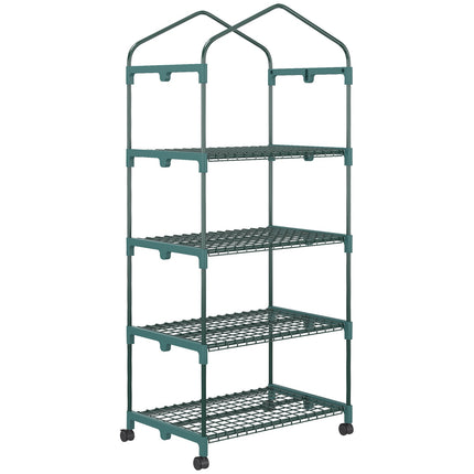 Foliekas met rol, broeikas met 4 planken, foliekas met stalen frame, voor tuin, balkon 69 x 50 x 165 cm, groen