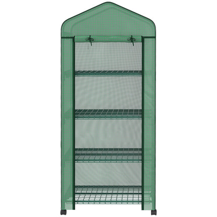 Foliekas met rol, broeikas met 4 planken, foliekas met stalen frame, voor tuin, balkon 69 x 50 x 165 cm, groen