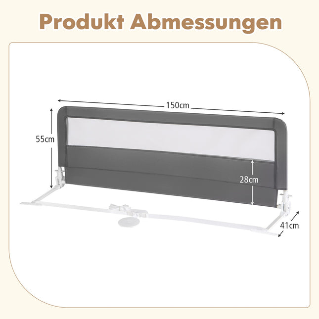 Klappbares 150 cm Kleinkinder-Bettgitter mit abnehmbarem Bezug