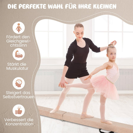 Klappbarer 270 cm langer Gymnastik-Schwebebalken für Kinder, Braun