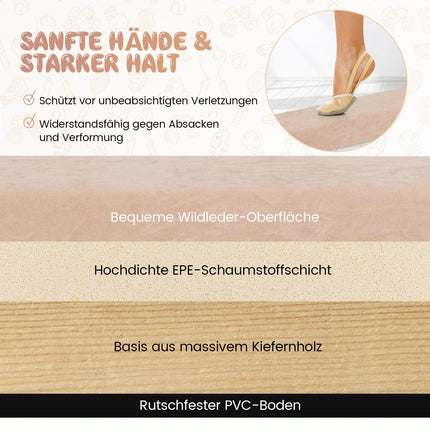 Klappbarer 270 cm langer Gymnastik-Schwebebalken für Kinder, Braun