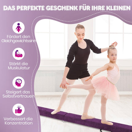 Faltbarer 270cm Gymnastik-Schwebebalken für Kinder, Lila