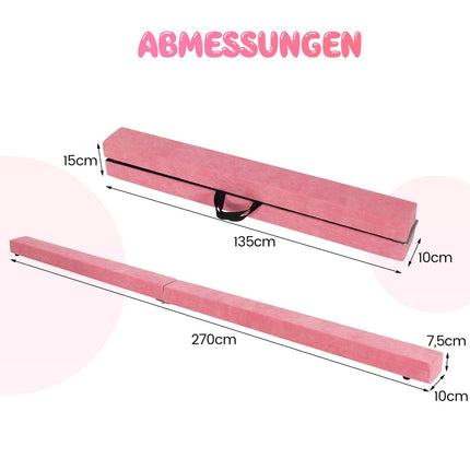 Foldable 270 cm Pink Gymnastics Balance Beam for Kids