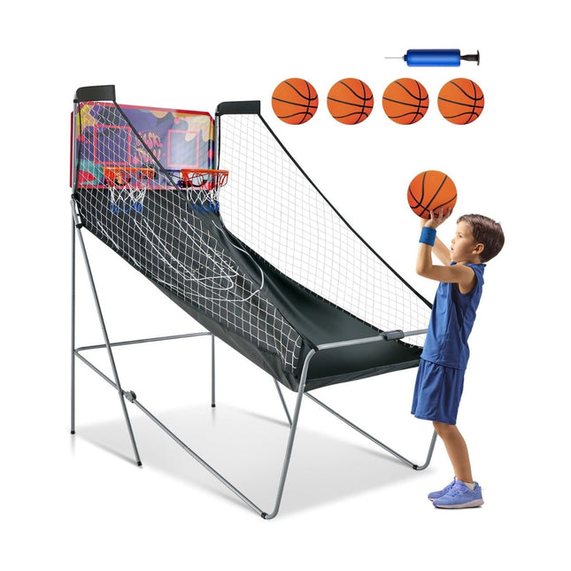 Opvouwbaar arcade-basketbalspel met 2 ringen en 8 spelmodi