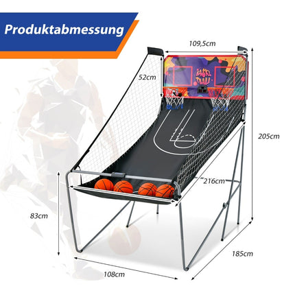 Zusammenklappbares Basketball-Arcade-Spiel mit 2 Körben und 8 Modi