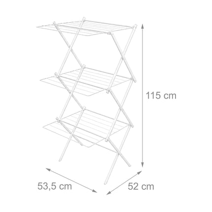 Foldable 3-Tier Clothes Drying Rack, White