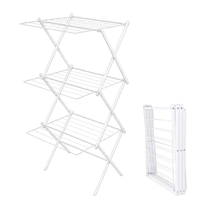 Foldable 3-Tier Clothes Drying Rack, White