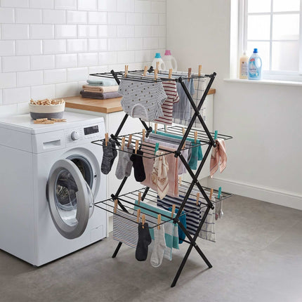 Foldable 3-Tier Clothes Drying Rack, White