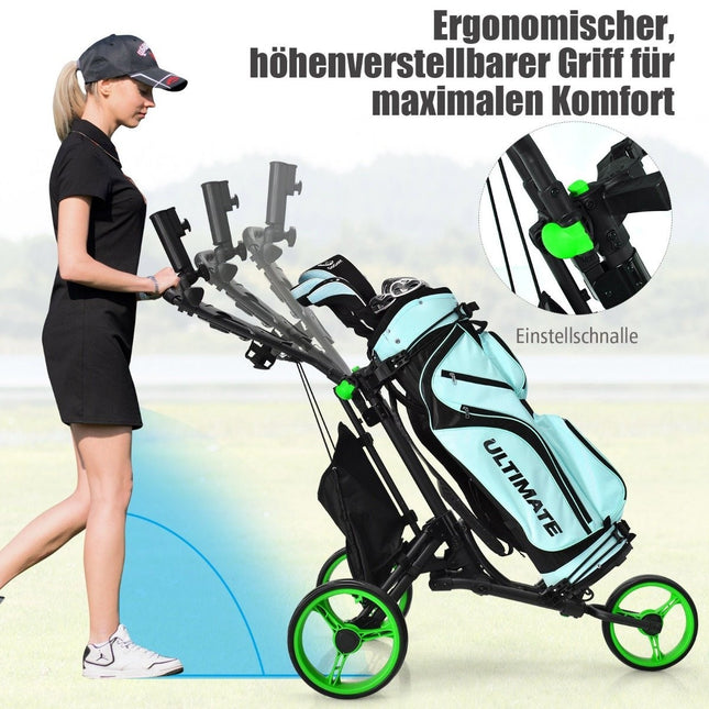 Faltbarer 3-Rad-Golftrolley mit verstellbarem Griff