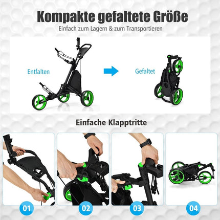 Skládací 3kolový golfový vozík s nastavitelnou rukojetí
