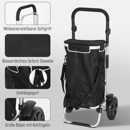 Skládací nákupní vozík 3v1, 40L, nosnost 25kg, černá