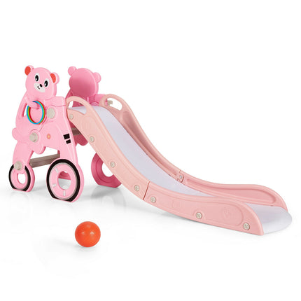 Foldable 4-In-1 Toddler Slide Set, Hoop, Pink, 110 Lb