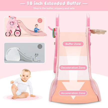 Foldable 4-In-1 Toddler Slide Set, Hoop, Pink, 110 Lb