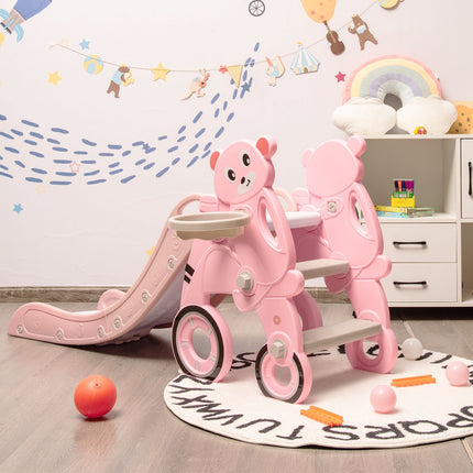 Foldable 4-In-1 Toddler Slide Set, Hoop, Pink, 110 Lb