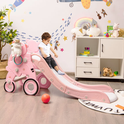Foldable 4-In-1 Toddler Slide Set, Hoop, Pink, 110 Lb