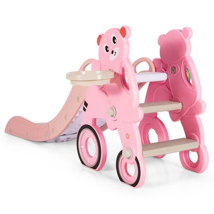 Foldable 4-In-1 Toddler Slide Set, Hoop, Pink, 110 Lb