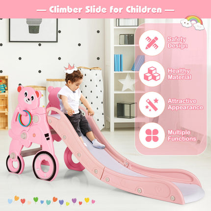 Foldable 4-In-1 Toddler Slide Set, Hoop, Pink, 110 Lb