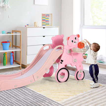 Foldable 4-In-1 Toddler Slide Set, Hoop, Pink, 110 Lb