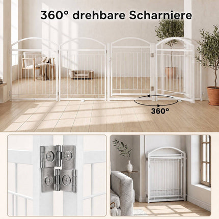 Foldable 4-Panel Dog Gate with Door, 81 cm, White