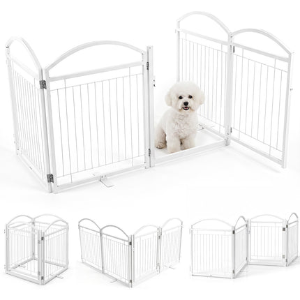 Foldable 4-Panel Dog Gate with Door, 81 cm, White