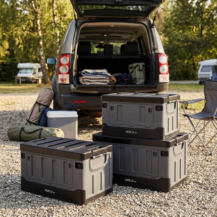 Faltbare 70L XL Transportbox, Grau-Schwarz, PP-Material