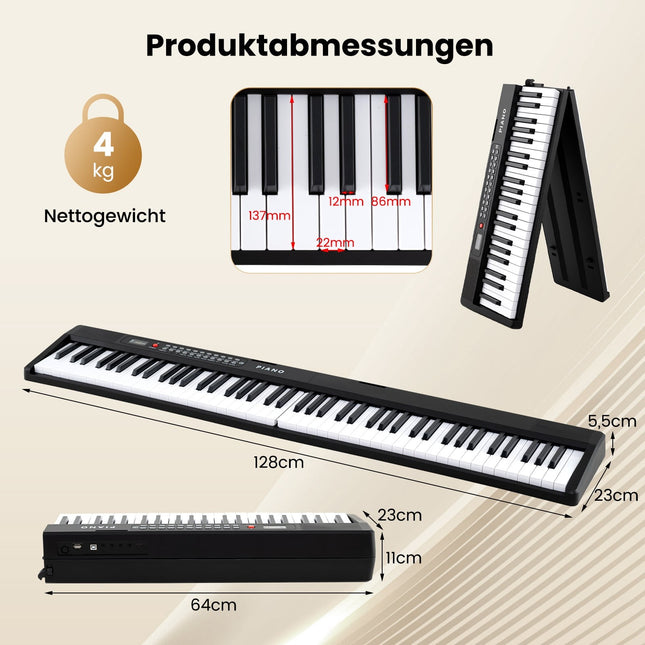 Faltbare 88-Tasten-Tastatur mit Dual-Modus & Lernfunktion