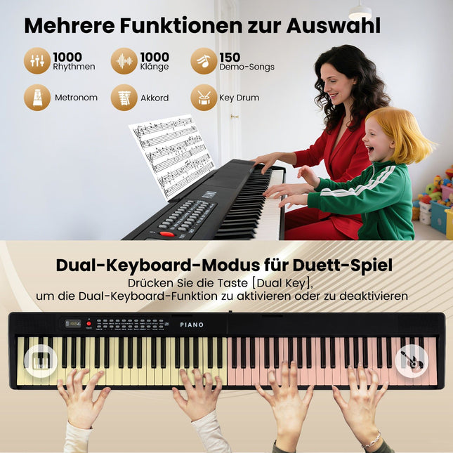 Faltbare 88-Tasten-Tastatur mit Dual-Modus & Lernfunktion