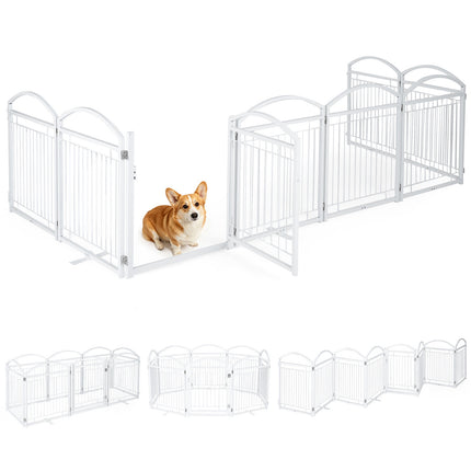 Foldable 8-Panel Metal Dog Gate with Door, 480x81 cm