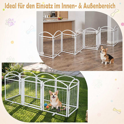 Foldable 8-Panel Metal Dog Gate with Door, 480x81 cm