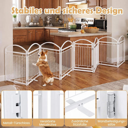 Foldable 8-Panel Metal Dog Gate with Door, 480x81 cm