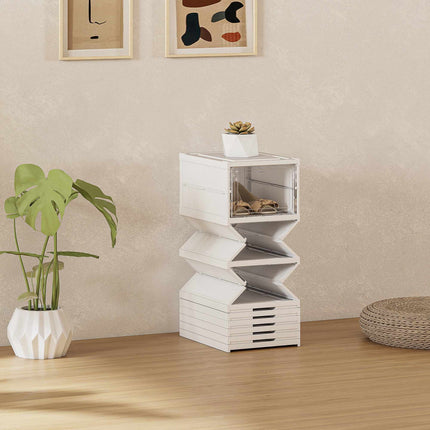 Foldable 8-Tier Shoe Rack, Ventilated Plastic, White
